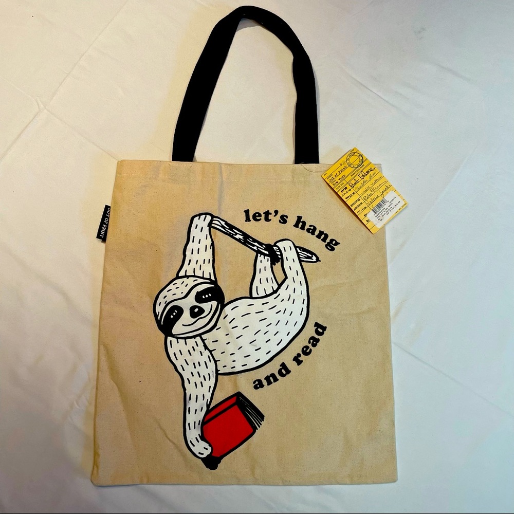 Sloth Reading tote bag